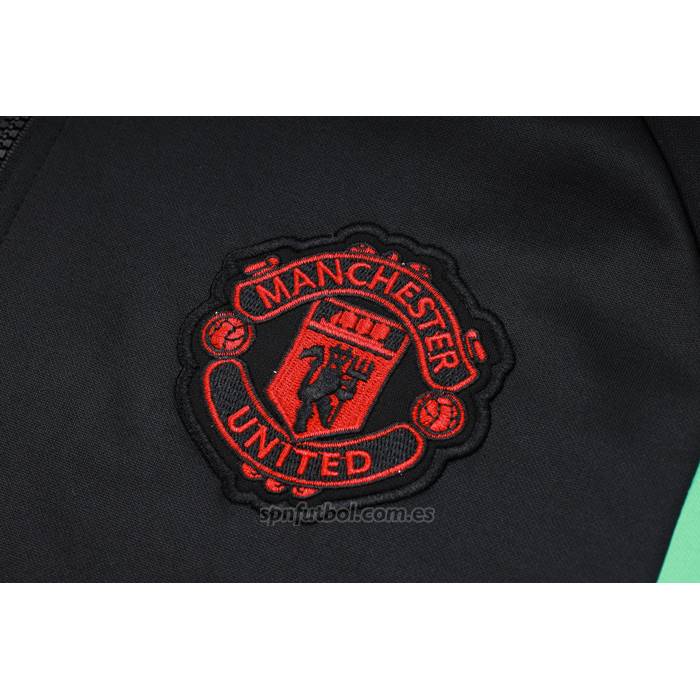 Chandal de Sudadera del Manchester United Nino 2023-2024 Negro y Rojo
